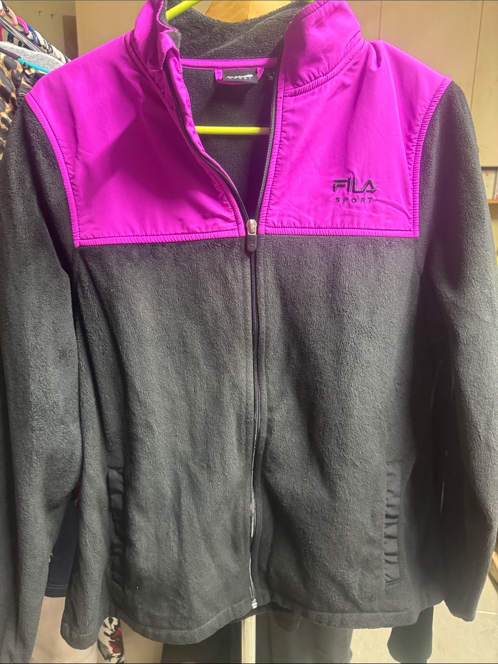 Fila Black and Magenta Women's Fleece Jacket